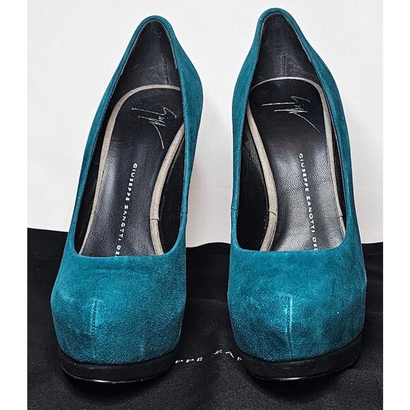 Giuseppe Zanotti Tricolor Suede Nana Platform Pumps. - Picture 3 of 11